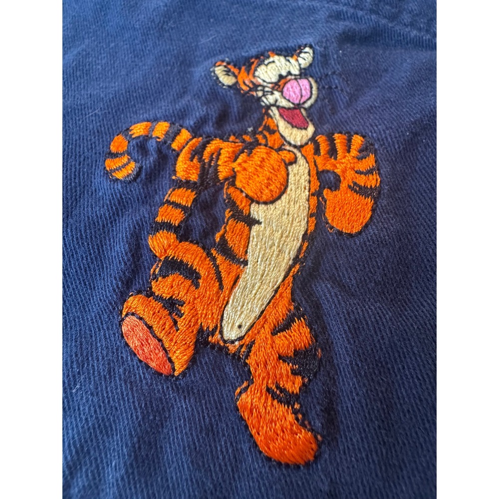VTG Disney Store‎ Tigger Embroidered Button Down Navy Long Sleeve Mens Large
